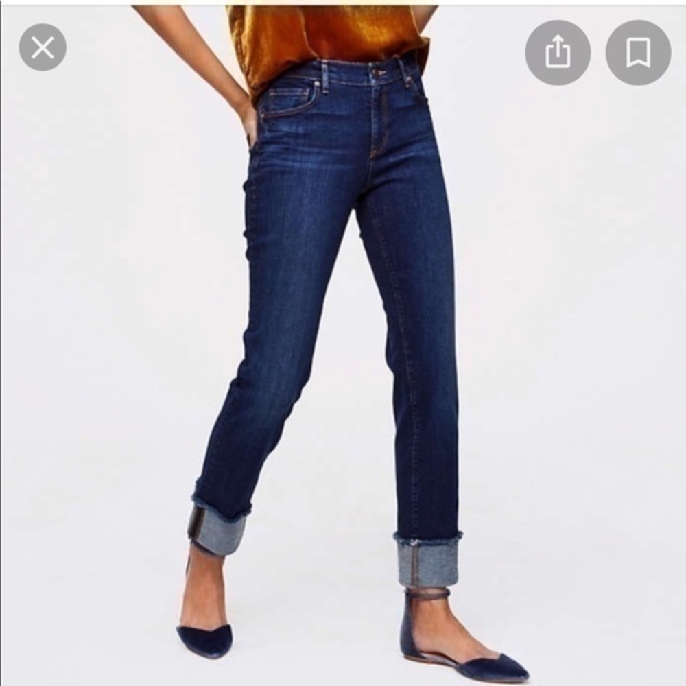 Modern Frayed Cuff Straight Leg Jeans Vivid Dark - used